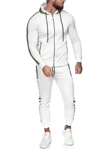 Activewear da uomo 2 pezzi maniche corte con cappuccio bianco #942213
