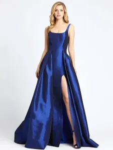 Abiti formali blu A-Line Prom Dress Taffettà Abiti da festa lunghi fino al pavimento Abiti da pettegolezzo #407700