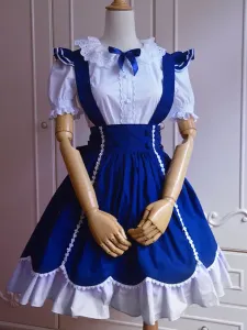 Dolce blu cotone manica corta Lolita Outfit #338486