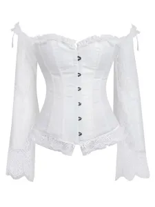 Scollo pizzo corsetto senza spalline nero donna bicolore ricamato classico corsetto #351307