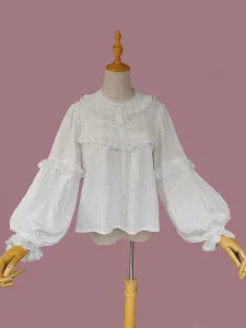 Camicette Lolita classiche Camicia Lolita a maniche lunghe bianca Infanta