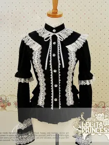 Pulsanti gotico pizzo puro cotone Lolita Dress #335493