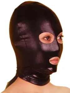 Carnevale Cappuccio nero in gomma metallizzata unisex con fori aperti per occhi e bocca per adulti Halloween