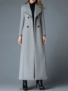 Cappotto per donna Bottoni colletto rovesciato Cappotto avvolgente grigio retrò #379839