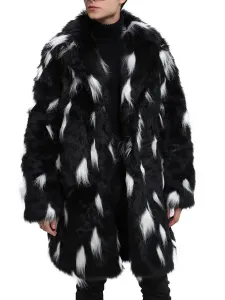 Cappotto da uomo in finta pelliccia Cappotto rovesciato Cappotto caldo nero per l'inverno