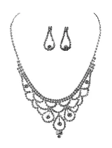 Completo gioielli argento promessa di matrimonio classico & tradizionale collana&orecchini gioielli Set