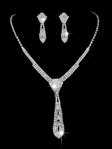 Gioielli da sposa in argento Set Orecchini pendenti Collana da sposa Accessori