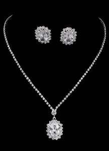 Vintage collana argento gioielli di nozze con strass orecchini