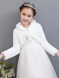 Scialle invernale da bambina con pon pon in pelliccia sintetica per bambini