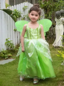 Costume cosplay da fata per bambini Vestito da principessa con palla da festa in cartone animato verde erba da favola #463929