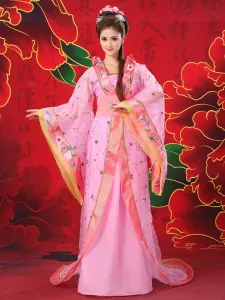 Costume cinese femminile tradizionale in chiffon rosa abito da donna Hanfu Antica dinastia Tang Abbigliamento 3 pezzi #359956