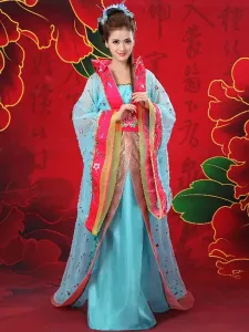Costume cinese femminile tradizionale in chiffon rosa abito da donna Hanfu Antica dinastia Tang Abbigliamento 3 pezzi #359957