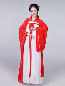 Costume tradizionale cinese Abito da donna in chiffon rosso Hanfu Antica dinastia Tang Abbigliamento 3 pezzi #359960