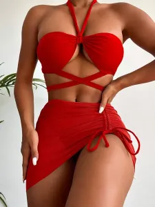 Costumi da bagno da donna a due pezzi Costumi da bagno da spiaggia estivi con lacci rossi #942281