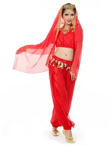 Carnevale Costume di Danza del Ventre 2023 Affascinante Abito da Ballo in Bollywood di Chiffon per Donna con Velo Halloween #336361