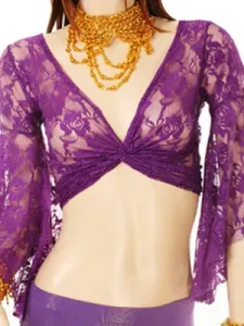 Carnevale Lace Purple 100% Beads Belly Dance Top Halloween