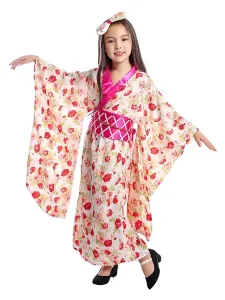 Carnevale Halloween Japanses Costume Floral Print Bow Set 3 pezzi per bambini Kimono Halloween #373380