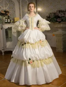 Carnevale Blu Costume retrò Rococo Bell Sleeve principessa abito a balze Halloween #347402