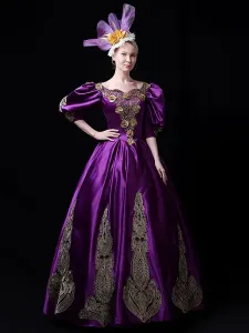 Costumi Classica Lolita Stampa floreale Monocolore Classico Viola Nero #854784