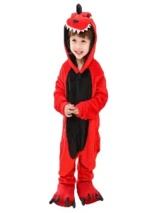 Carnevale Kigurumi per bambini 2023 Tuta da toilette Easy Flanella Rosso Costume Halloween #371358