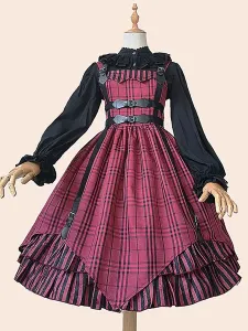 Gothic Lolita JSK Dress Infanta Deep Blue Sleeveless Lace Daily Casual Lolita Jumper Skirts #423176