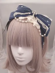 Fascia per capelli Lolita classica Lolita per capelli in metallo con disegno in pizzo