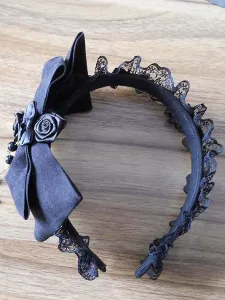 Lolita accessorio per capelli fiocco di pizzo nero