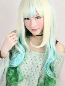 Multi colore Rayon Lolita lungo rettilineo parrucca