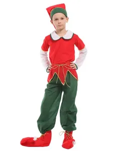 Carnevale Costume da Babbo Natale Elf per bambini 5 pezzi per bambini Costume Halloween #368083