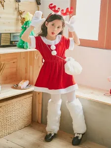 Carnevale Costume natalizio per bambini Vestito per abiti Guanti per borse 3 pezzi per bambine Costume Halloween #367754