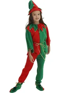 Carnevale Set di 4 pezzi per bambini in costume da elfo natalizio Costume Halloween