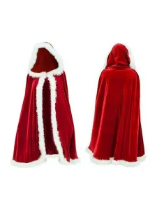 Costumi natalizi vintage natalizi in poliestere con mantello rosso natalizio da donna