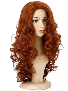 Parrucca lunga per donna Parrucca sintetica lunga arricciata con taglio centrale nero Fibra resistente al calore