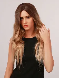 Parrucca lunga per donna Parrucche sintetiche lunghe arruffate in fibra resistente al calore Ombre ricci #468459