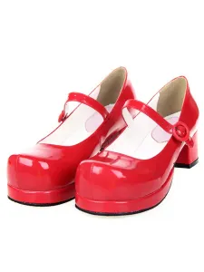Piazza Lolita lucido tacchi scarpe Chunky tacchi Strap punta rotonda #336022