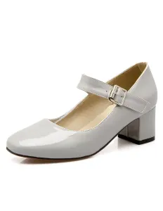 Mary Jane scarpe punta quadrata tinta unita Decollete Tacco donna #348123