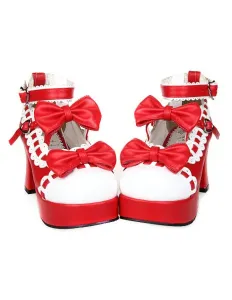 Dolce Pony tacchi Lolita scarpe piattaforma archi bianco Trim caviglia cinturino cuore forma fibbie #337137