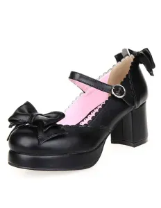 Lolita scarpe nero con fiocco #337412