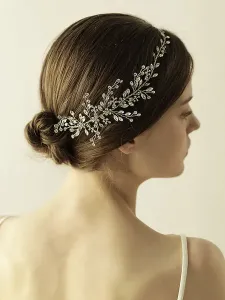 Fascia per capelli in argento con strass per capelli da sposa