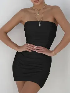 Vestito sexy aderente 2023 Mini abito senza spalline increspato che modella il mini abito