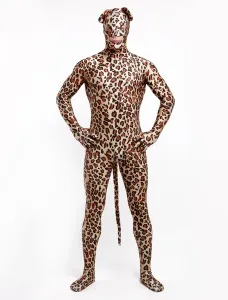 Carnevale Marrone Lycra Spandex leopardo stampa Apri gli occhi Unisex Lycra Zentai animali tute Halloween #334369
