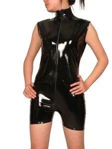 Carnevale Abbigliamento PVC nero corto unisex con cerniera lampo Halloween #341333