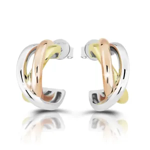 Modesi Eleganti orecchini tricolore in argento cerchi M23090
