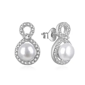 MOISS Bellissimi orecchini in argento con perle e zirconi E0003120