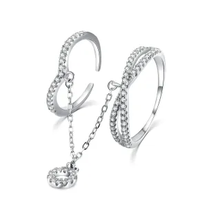 MOISS Doppio anello in argento con zirconi R00022 56 mm