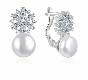 MOISS Eleganti orecchini in argento con perle e zirconi E0002566