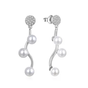 MOISS Eleganti orecchini in argento con zirconi e perle E0003098