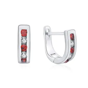 MOISS Eleganti orecchini in argento con zirconi trasparenti e rossi E0000177
