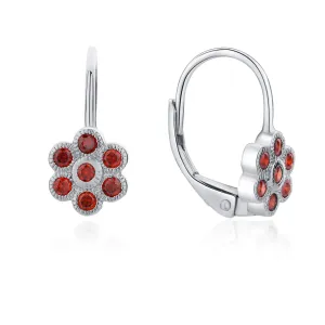 MOISS Giocosi orecchini in argento con zirconi rossi Fiori E0002229