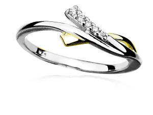 MOISS Incantevole anello in argento bicolore con zirconi R0000 53 mm